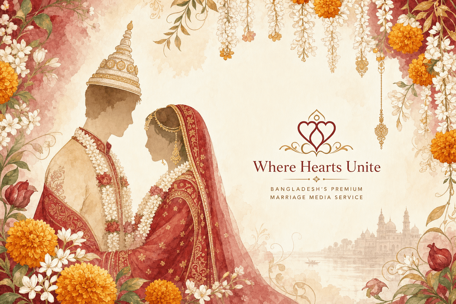 Traditional Bengali wedding couple illustration